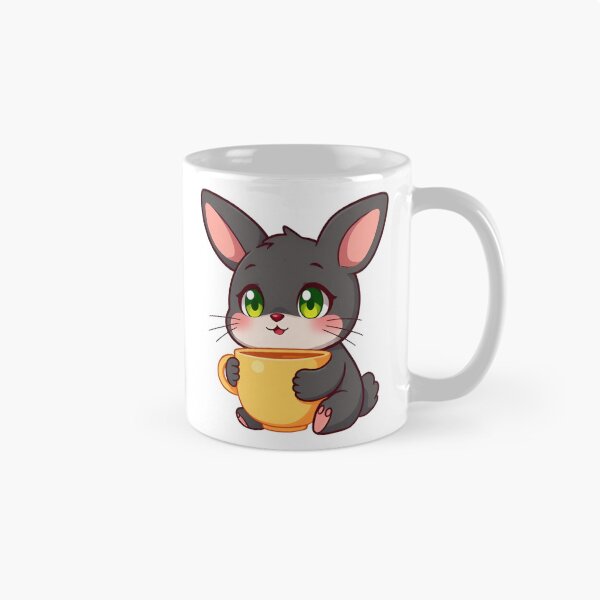 Item preview, Cute kawaii black bunny with a yellow cup 03 designed and sold by ChameleonStars.