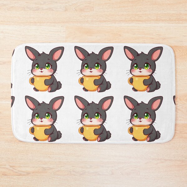 Item preview, Cute kawaii black bunny with a yellow cup 03 designed and sold by ChameleonStars.
