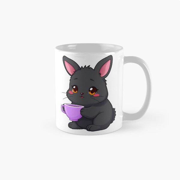 Item preview, Cute kawaii black bunny with a violet cup 03 designed and sold by ChameleonStars.