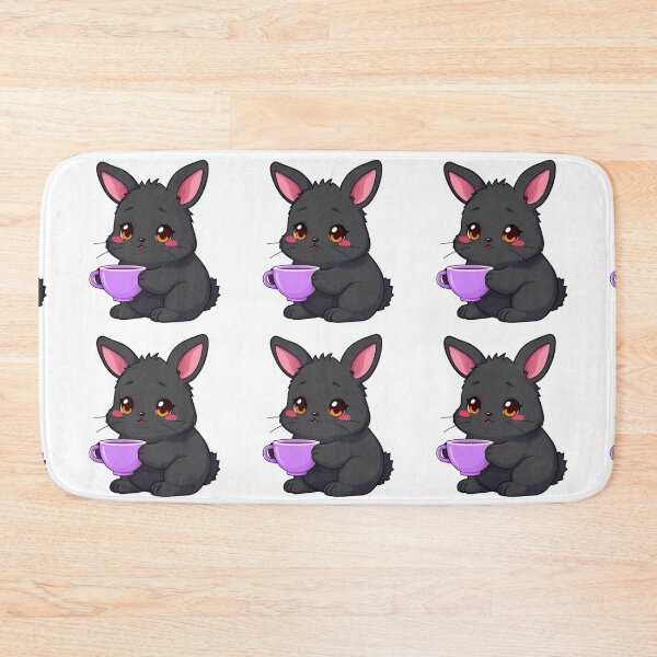 Item preview, Cute kawaii black bunny with a violet cup 03 designed and sold by ChameleonStars.