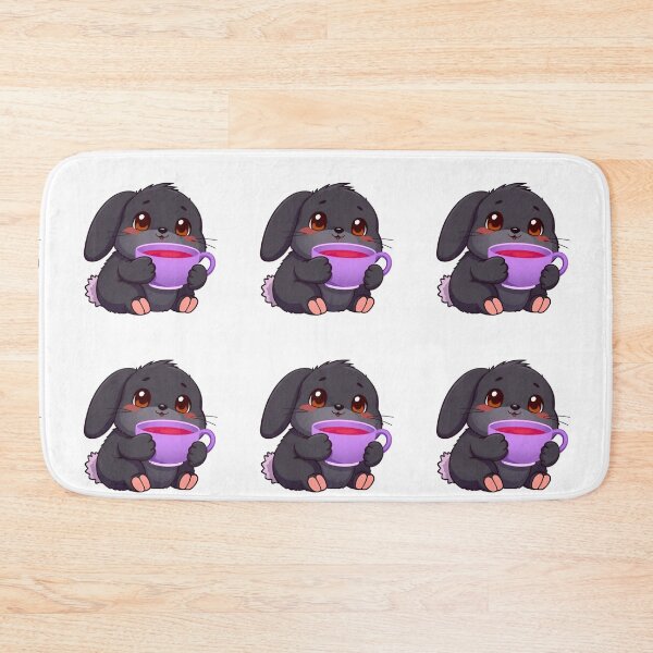 Item preview, Cute kawaii black bunny with a violet cup 02 designed and sold by ChameleonStars.