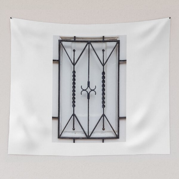Item preview, Decorative Wrought Iron Window Grille With Twisted Bars And Geometric Design On White Wall designed and sold by Nmallia.