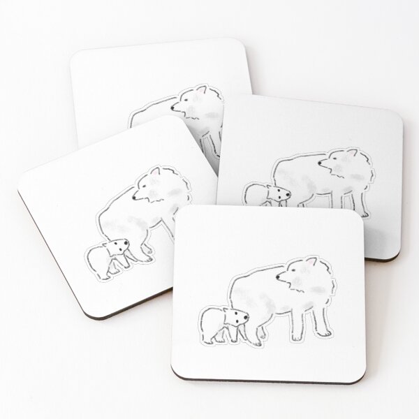 Item preview, White Wolf and Baby Bear Cute Illustration designed and sold by raun.draw.