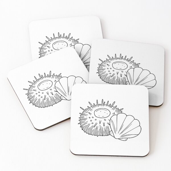 Item preview, A seashell resting close to a spherical sea urchin designed and sold by rasagamastore.