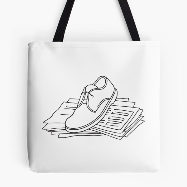 Item preview, A half worn shoe next to scattered sheets of newspaper designed and sold by rasagamastore.