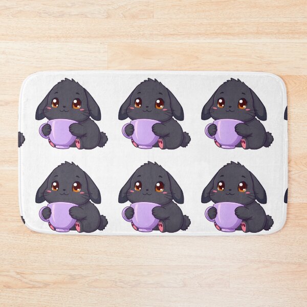 Item preview, Cute kawaii black bunny with a violet cup 05 designed and sold by ChameleonStars.