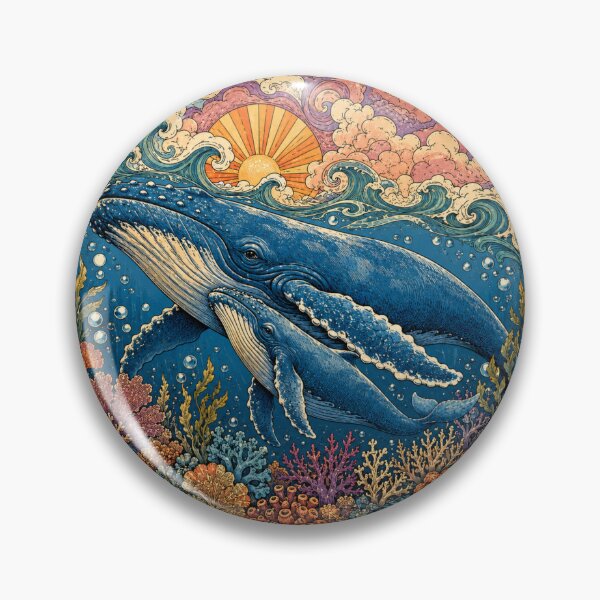 Item preview, Celestial Ocean Whale Family Vintage Artwork designed and sold by Skyrocketz.