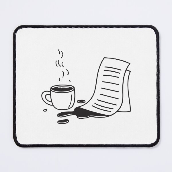 Item preview, A tipped coffee mug lying near a printed email page designed and sold by rasagamastore.