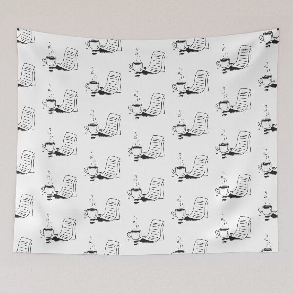 Item preview, A tipped coffee mug lying near a printed email page designed and sold by rasagamastore.