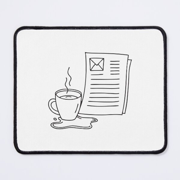 Item preview, A cup of coffee overturned beside an email printout designed and sold by rasagamastore.