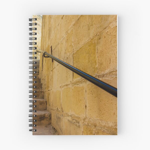 Item preview, Stone Staircase and Black Handrail Along Narrow Ancient Alleyway With Textured Sandstone Walls designed and sold by Nmallia.