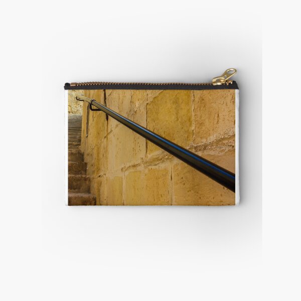 Item preview, Stone Staircase and Black Handrail Along Narrow Ancient Alleyway With Textured Sandstone Walls designed and sold by Nmallia.