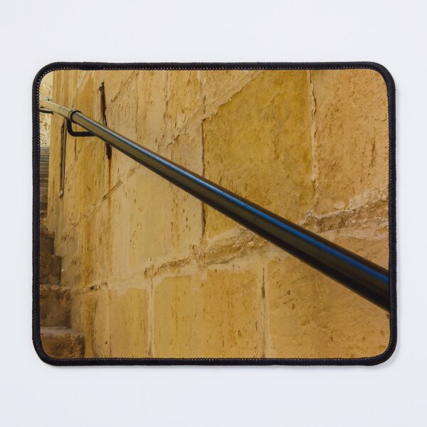 Item preview, Stone Staircase and Black Handrail Along Narrow Ancient Alleyway With Textured Sandstone Walls designed and sold by Nmallia.