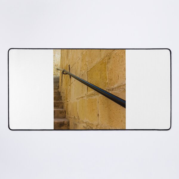 Item preview, Stone Staircase and Black Handrail Along Narrow Ancient Alleyway With Textured Sandstone Walls designed and sold by Nmallia.