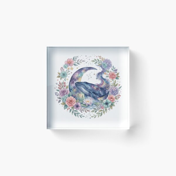 Item preview, Celestial Cosmic Whale Watercolor Galaxy Stars Water Lily designed and sold by DreamyBrushArt.