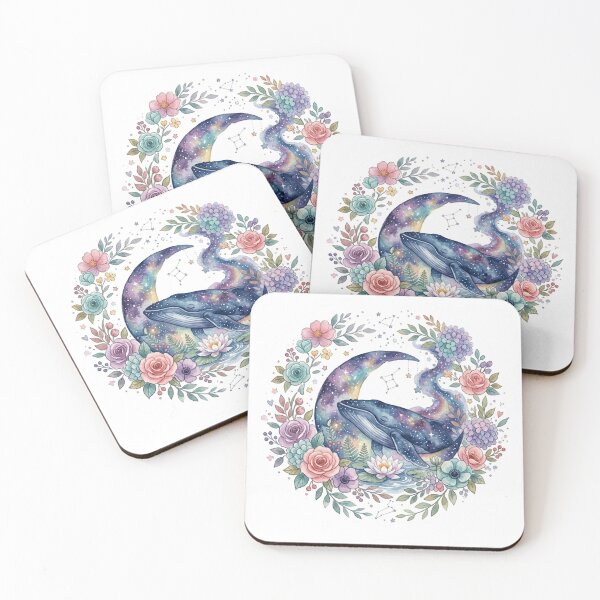 Item preview, Celestial Cosmic Whale Watercolor Galaxy Stars Water Lily designed and sold by DreamyBrushArt.
