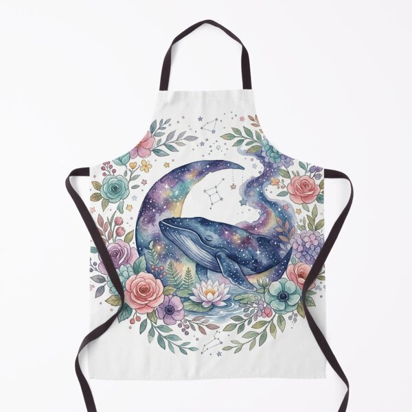 Item preview, Celestial Cosmic Whale Watercolor Galaxy Stars Water Lily designed and sold by DreamyBrushArt.
