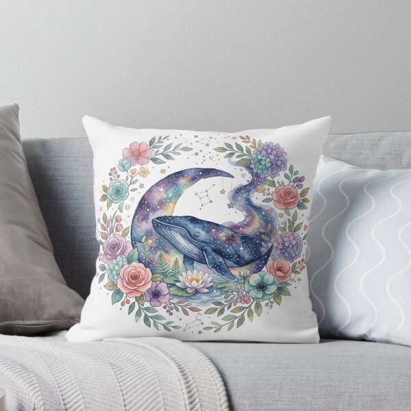 Item preview, Celestial Cosmic Whale Watercolor Galaxy Stars Water Lily designed and sold by DreamyBrushArt.