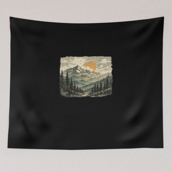 Item preview, Vintage Mountain Landscape, Distressed Wilderness Nature designed and sold by MatherFisher.