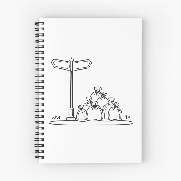 Item preview, A road sign standing beside bags piled in an urban corner designed and sold by rasagamastore.