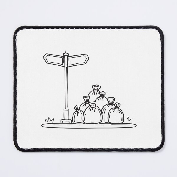 Item preview, A road sign standing beside bags piled in an urban corner designed and sold by rasagamastore.