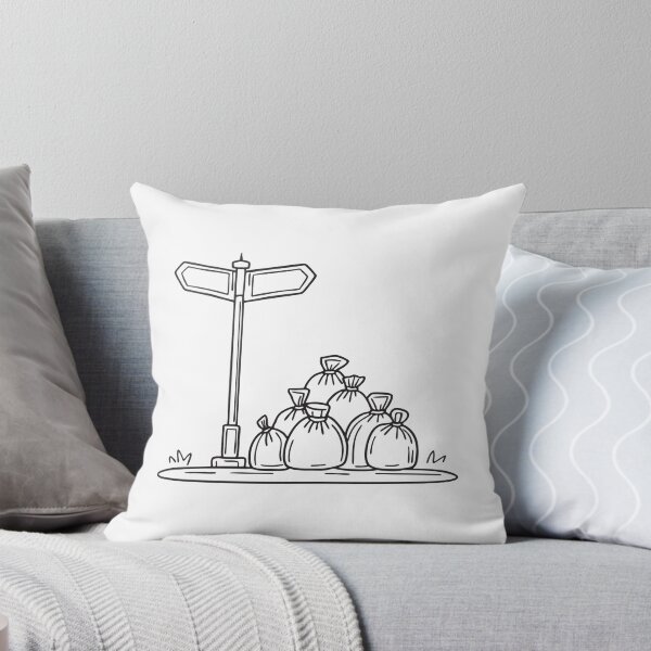 Item preview, A road sign standing beside bags piled in an urban corner designed and sold by rasagamastore.