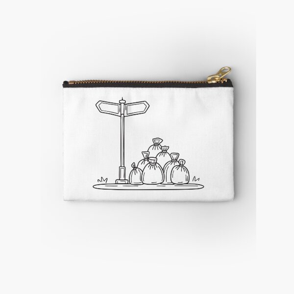 Item preview, A road sign standing beside bags piled in an urban corner designed and sold by rasagamastore.