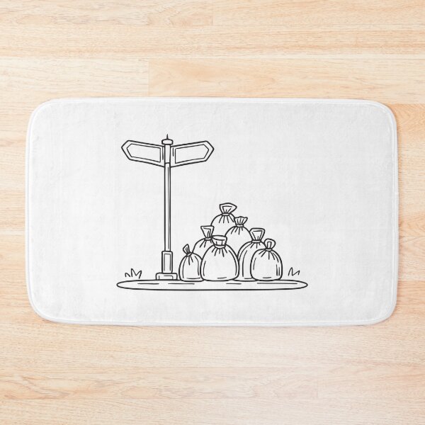Item preview, A road sign standing beside bags piled in an urban corner designed and sold by rasagamastore.