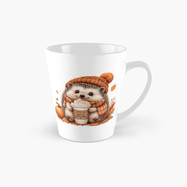 Item preview, Cute Hedgehog Enjoying Pumpkin Spice Drink designed and sold by Giddy Bear Gifts.