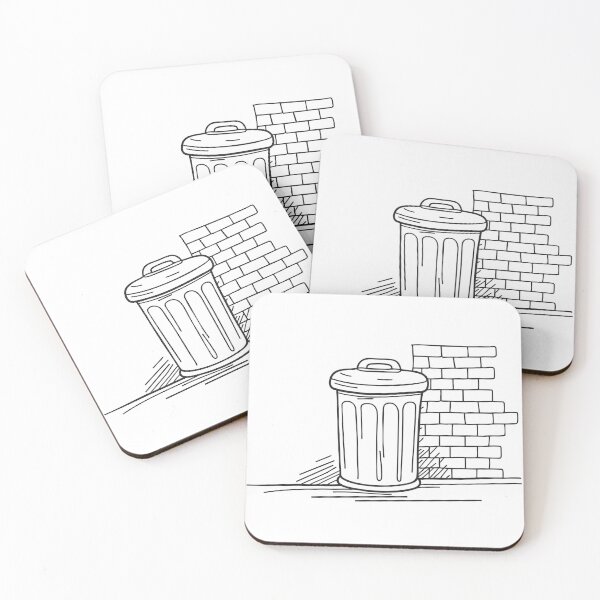 Item preview, A trash can set against a red brick alley wall designed and sold by rasagamastore.