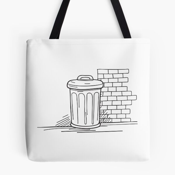 Item preview, A trash can set against a red brick alley wall designed and sold by rasagamastore.