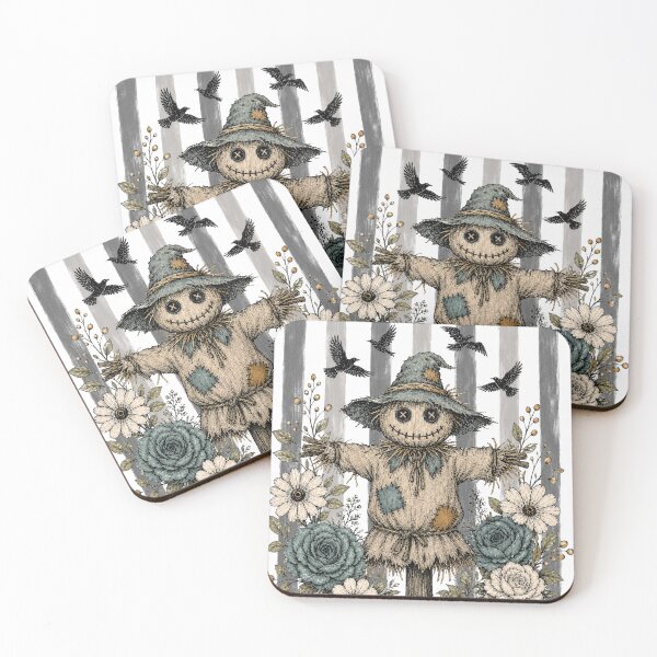 Item preview, Boho Vintage Scarecrow Halloween Watercolor Ink Illustration designed and sold by PixelPressArt.