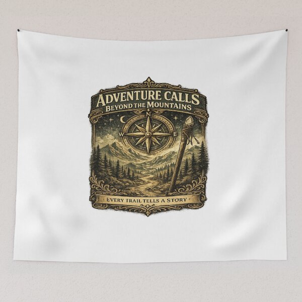 Item preview, Adventure Calls Beyond the Mountains Vintage Compass Hiking Camping Nature Explorer Graphic designed and sold by Artbysarmina.
