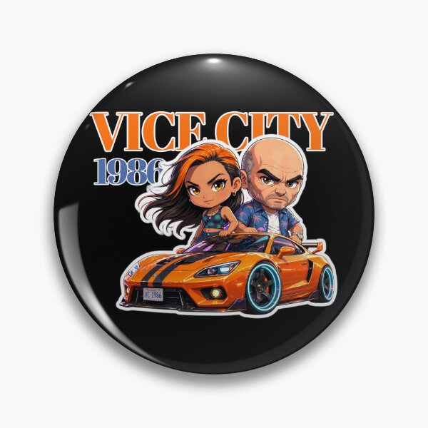 Item preview, Vice City 1986 Retro Action Gaming Chibi Couple Graphic Sticker designed and sold by zenithdecalco.