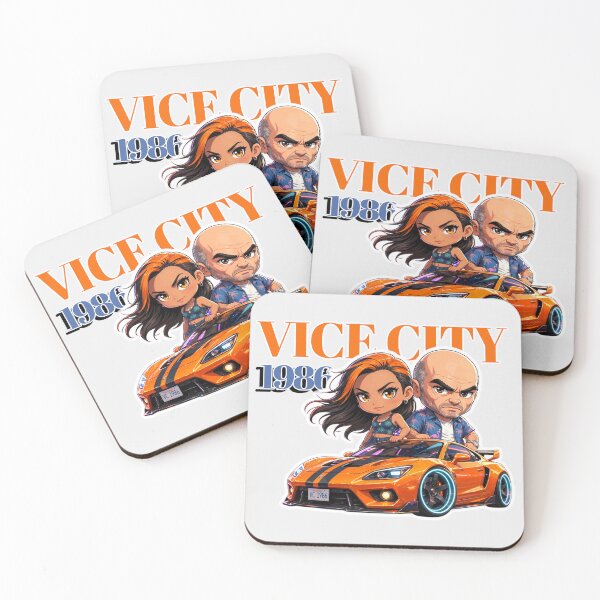 Item preview, Vice City 1986 Retro Action Gaming Chibi Couple Graphic Sticker designed and sold by zenithdecalco.