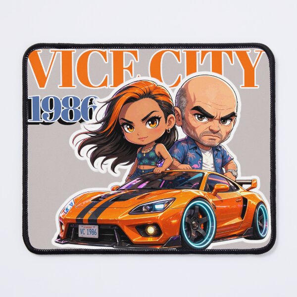 Item preview, Vice City 1986 Retro Action Gaming Chibi Couple Graphic Sticker designed and sold by zenithdecalco.