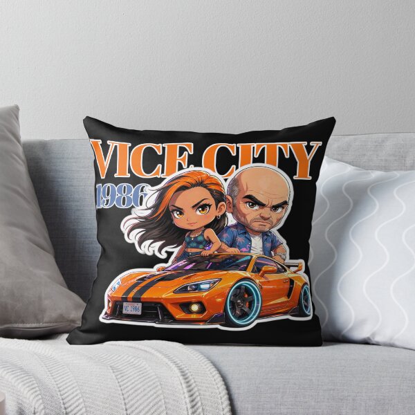 Item preview, Vice City 1986 Retro Action Gaming Chibi Couple Graphic Sticker designed and sold by zenithdecalco.
