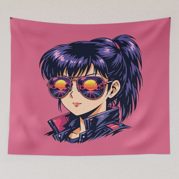 Item preview, Neon Retro Anime Aviator Reflection Lady designed and sold by KungPowUnicorn.
