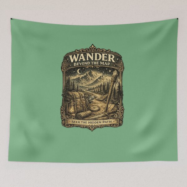 Item preview, Vintage Wander Beyond the Map Adventure Hiking Nature Retro Graphic T-Shirt designed and sold by Artbysarmina.