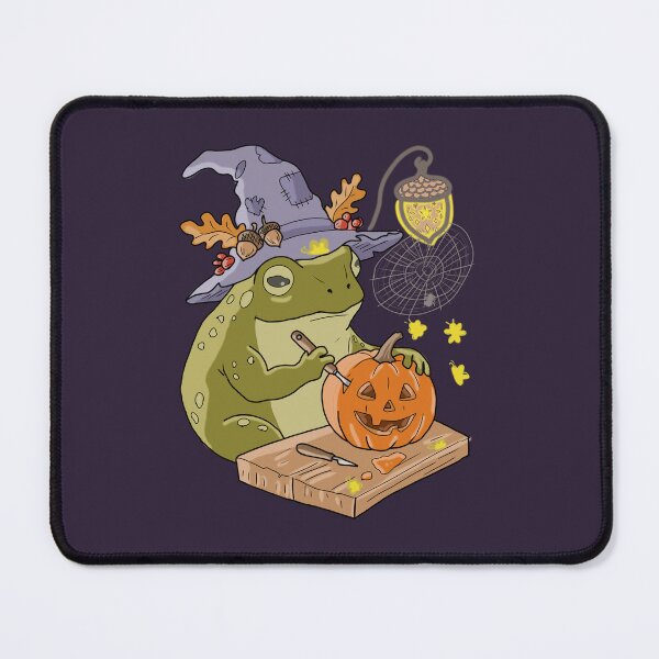 Item preview, Frog Carving Pumpkin Witch Halloween Cottagecore designed and sold by LeshanArt.