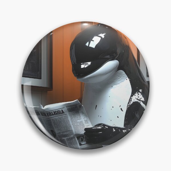 Item preview, Killer Whale Newspaper Restroom Humor Black White Bathroom Scene designed and sold by earlobejerk.