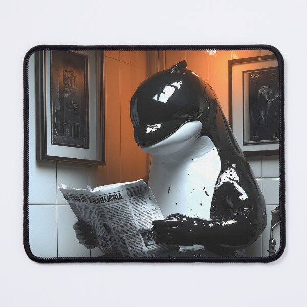 Item preview, Killer Whale Newspaper Restroom Humor Black White Bathroom Scene designed and sold by earlobejerk.