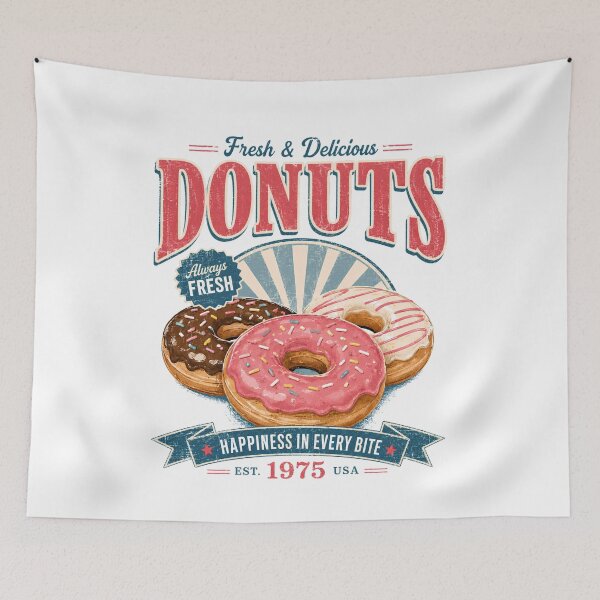 Item preview, Fresh and delicious donuts vintage retro bakery design designed and sold by Sixtinebzh.
