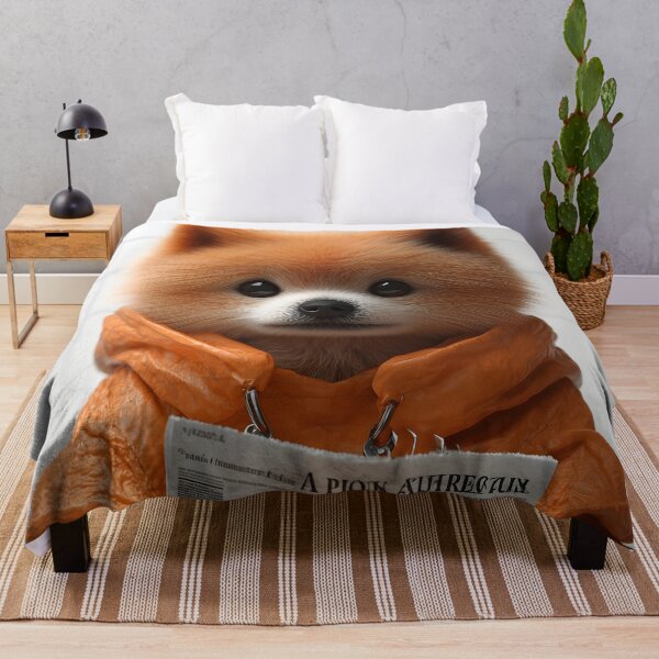 Item preview, Pomeranian Dog Newspaper Bathroom Humor Orange Restroom Scene designed and sold by earlobejerk.