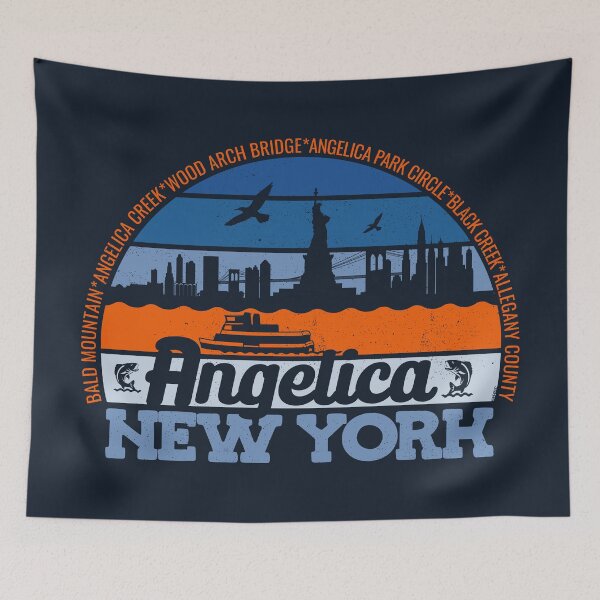 Item preview, Angelica New York Sunset Retro Vintage Local Pride Logo designed and sold by CRHPOD20.