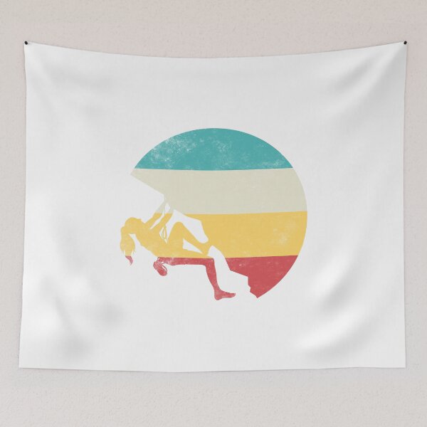 Item preview, Retro Sunset Silhouette Woman Rock Climbing designed and sold by spellmadebylee.