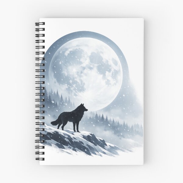 Item preview, Lone Black Wolf Under the Full Moon | Minimalist Aesthetic Nature Art designed and sold by Trendykunnu.