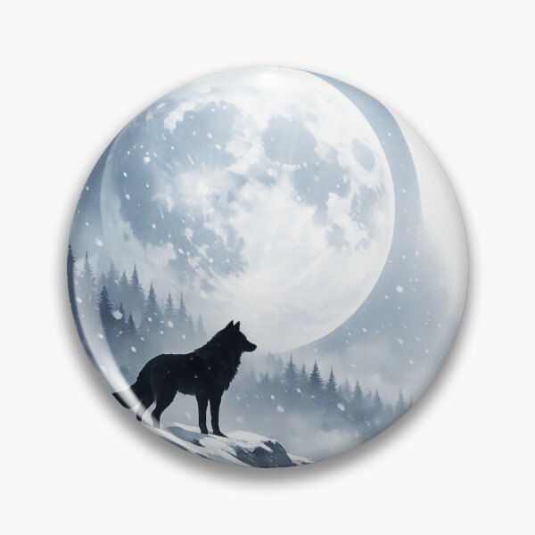Item preview, Lone Black Wolf Under the Full Moon | Minimalist Aesthetic Nature Art designed and sold by Trendykunnu.