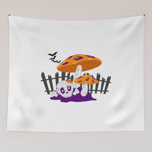 Item preview, Spooky Skull and Orange Mushrooms Gothic Design designed and sold by     Sela Art .