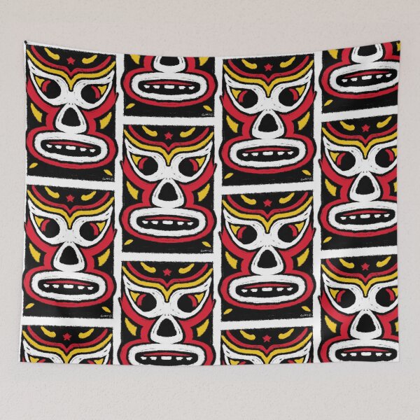Item preview, El Diablo – Lucha Mask No. 01 | Original Graphic Folk Art by GWART designed and sold by GWARTGB.